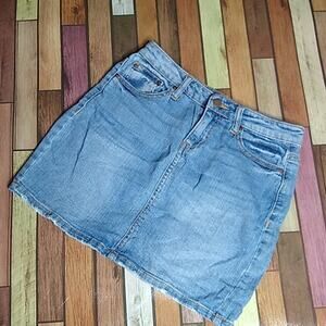 Ivy + Main Denim Skirt Distressed Hem